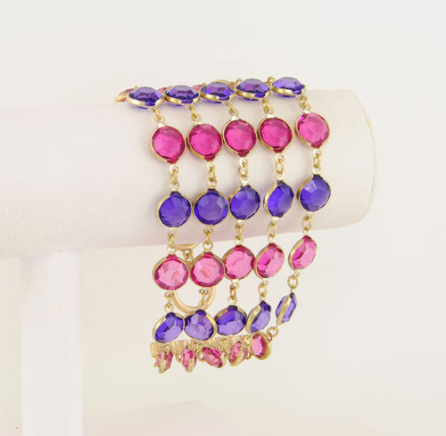 Pink & Purple Goldtone Toggle Bracelet D582-BG5