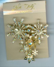 Boxed Kirks Snowflake Flurries Winter Chill Crystal  Pin Brooch 