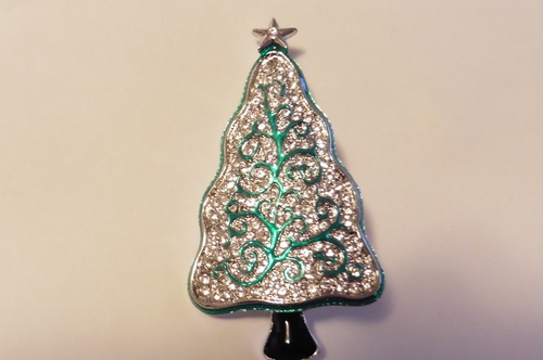 Signed Lia ( Lianne ) Green  Christmas Tree Pin / Brooch 