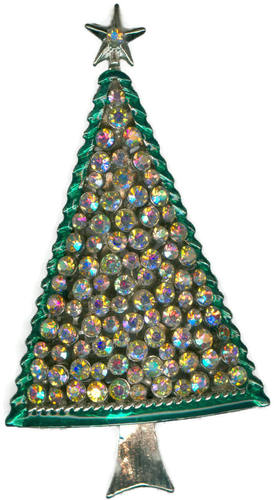 Vintage AB Christmas Tree Pin / Brooch 