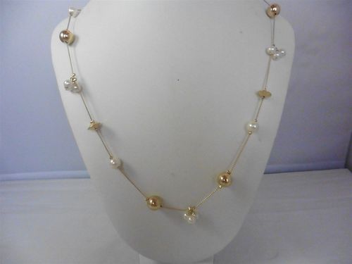 Loft Gold Tone White Pearl Necklace 32"