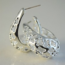 Lot of 12 14KT post Silver Filigree Hoop Post Earrings