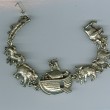 Vintage Signed AJC Antiqued Silver  Noah Ark   Bracelet